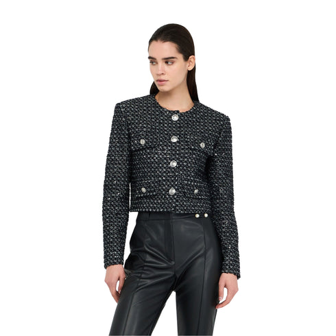 Giacca Donna bouclé, con bottoni metallici e quattro patte